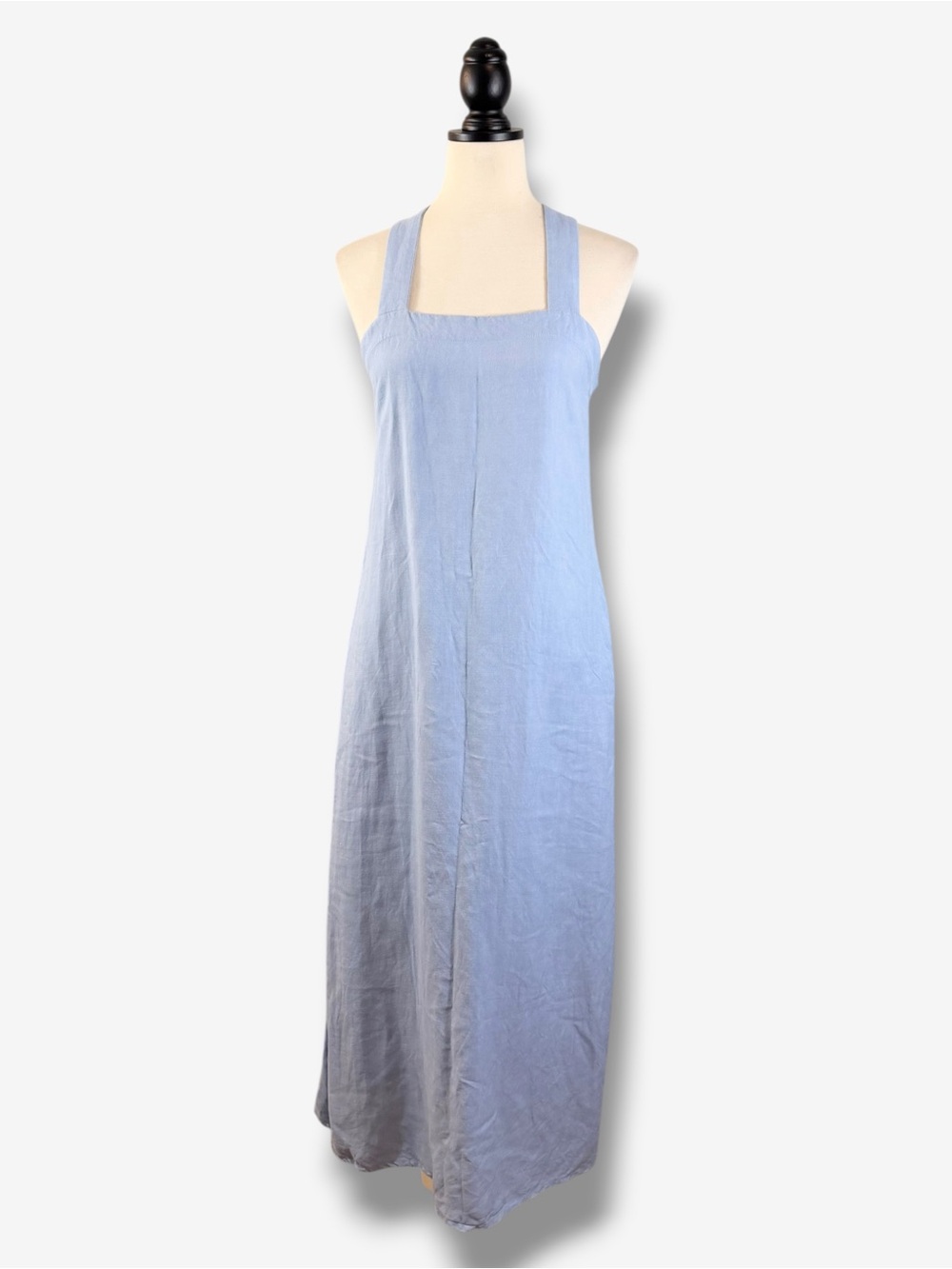Antonelli Firenze Blue Linen Viscose Maxi Dress IT 40 Cross Back Made in Italy